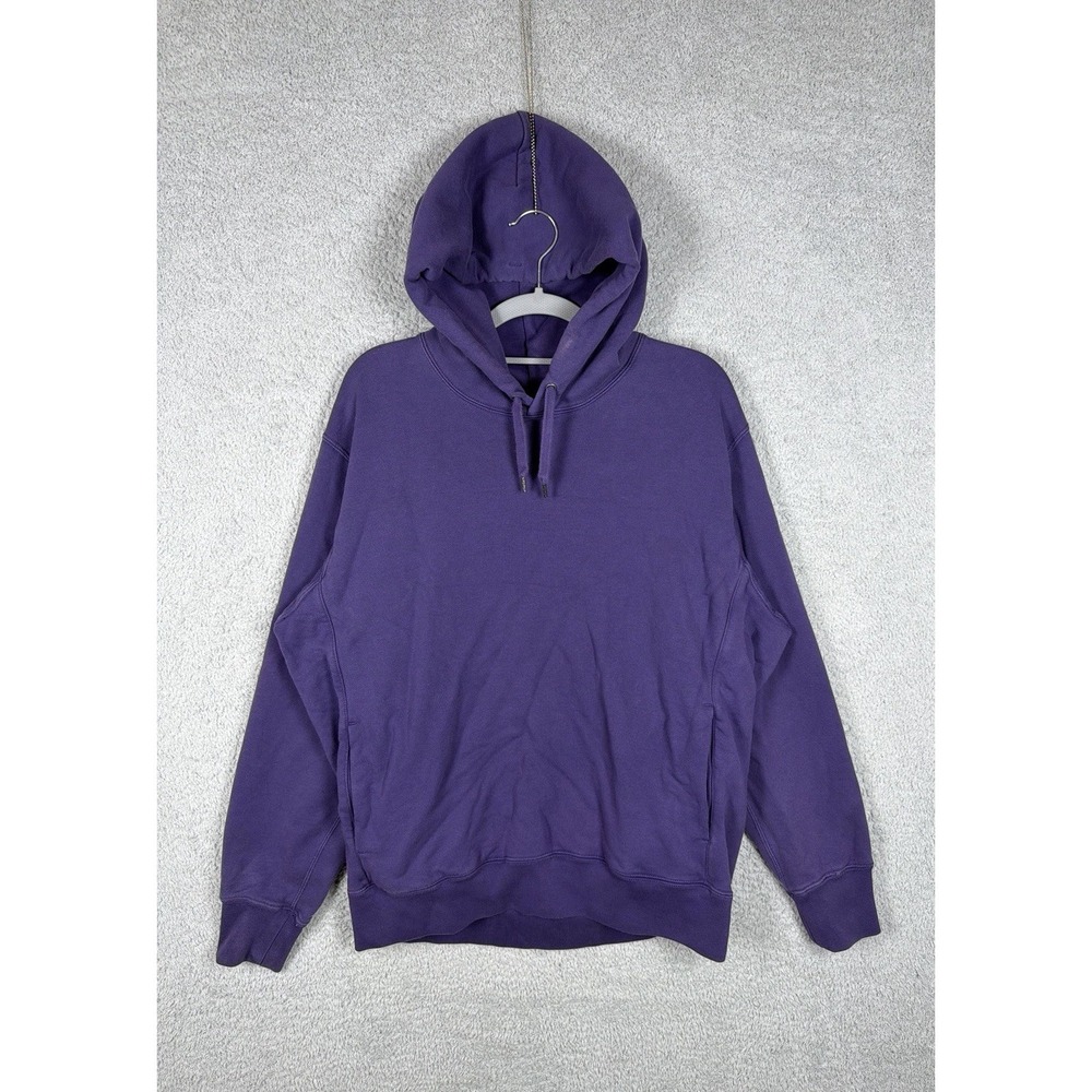 Uniqlo Hoodie Mens Size L Pullover Sweatshirt‎ Purple Blank Heavyweight